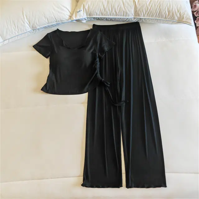 顶瓜瓜 带胸垫夏季女透气舒适休闲时尚宽松设计家居服睡衣套装 女款