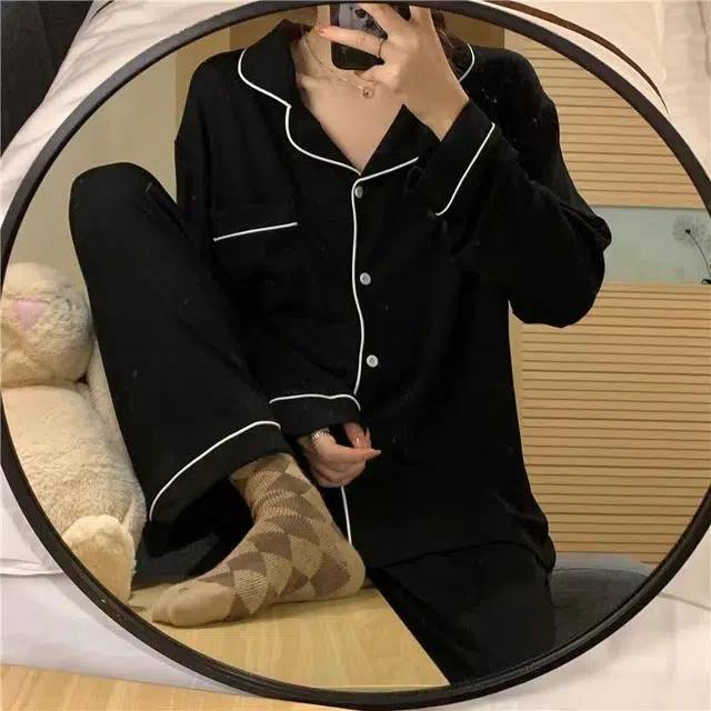 顶瓜瓜 夏季女透气时尚简约休闲舒适家居服睡衣套装 女款