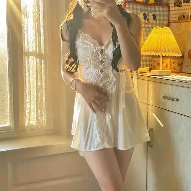 顶瓜瓜 夏季女纯欲设计优雅气质性感吊带家居服睡裙 女款
