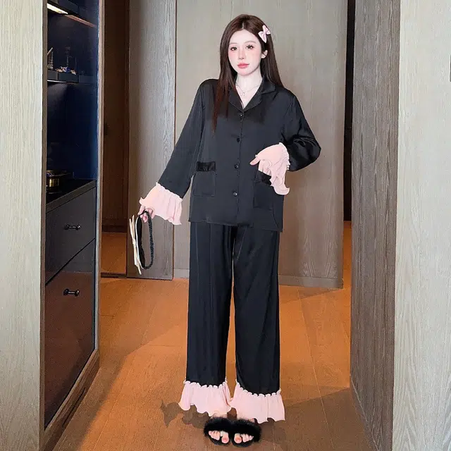 顶瓜瓜 冰丝简约舒适可外穿家居服睡衣套装 女款