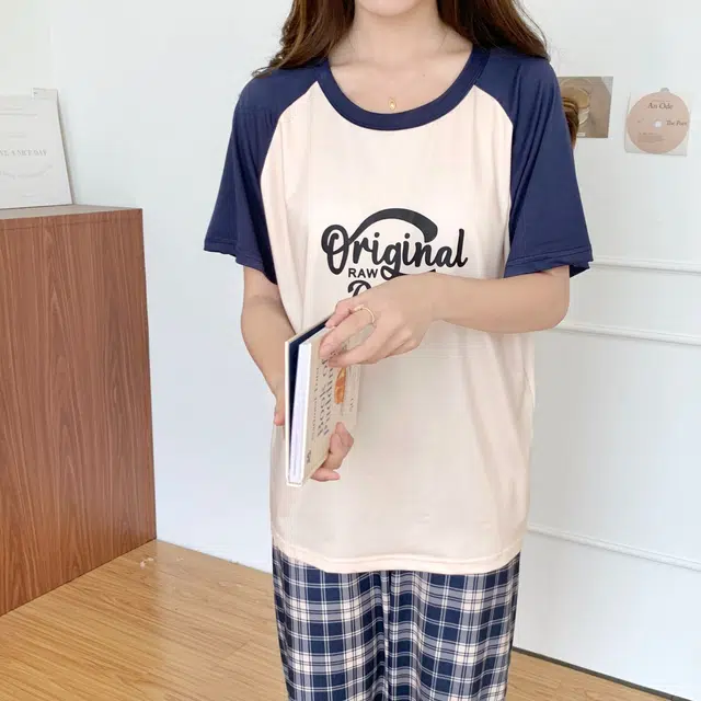 顶瓜瓜 夏季女透气简约休闲高级感短袖长裤家居服睡衣套装 女款