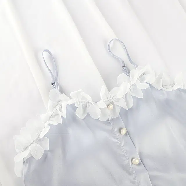 顶瓜瓜 冰丝带胸垫性感吊带短裤套头蕾丝花边纯色休闲凉感两件套家居服夏季睡衣套装 女款