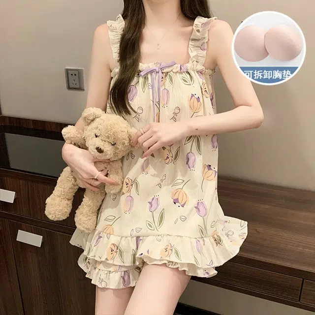 顶瓜瓜 休闲吊带花色轻盈舒适家居服睡衣礼盒 女款