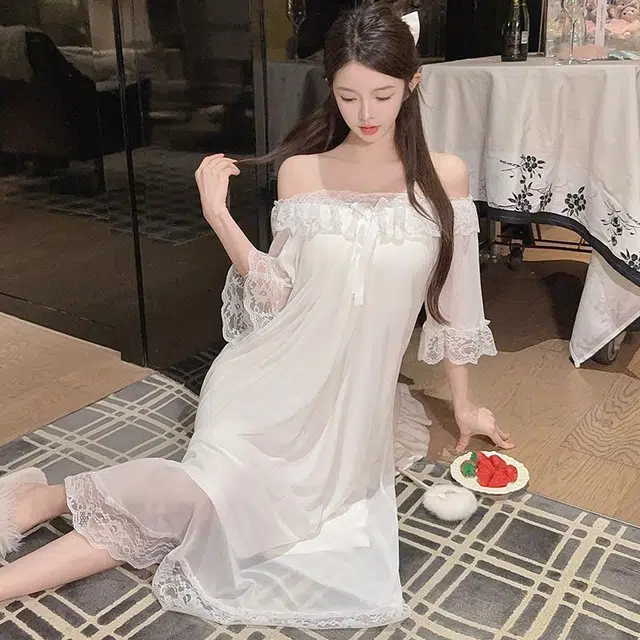 顶瓜瓜 夏季女透气简约休闲亲肤优雅甜美家居服睡裙 女款