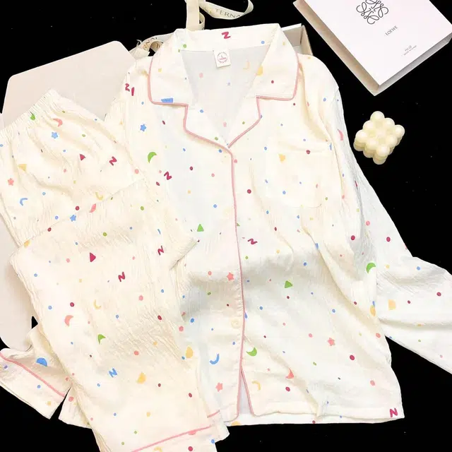 顶瓜瓜 夏季女透气简约休闲柔软面料可外穿家居服睡衣套装 女款