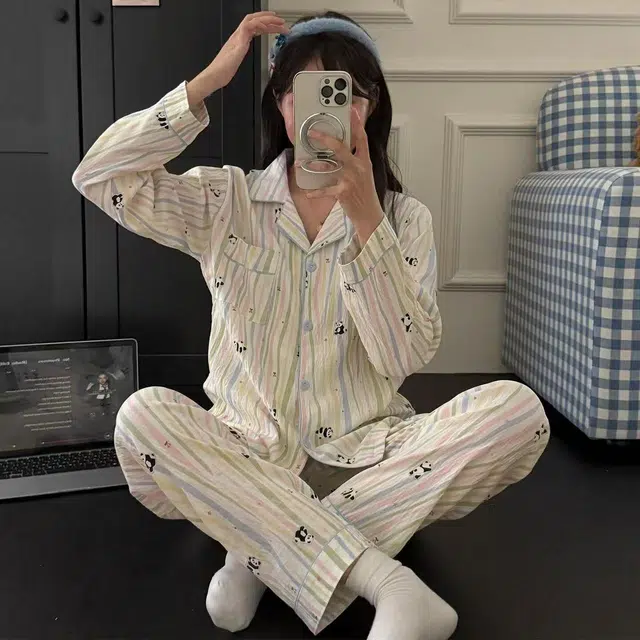 顶瓜瓜 夏季女透气舒适简约休闲宽松设计家居服睡衣套装 女款