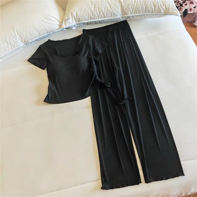 顶瓜瓜 带胸垫夏季女透气舒适休闲时尚宽松设计家居服睡衣套装 女款