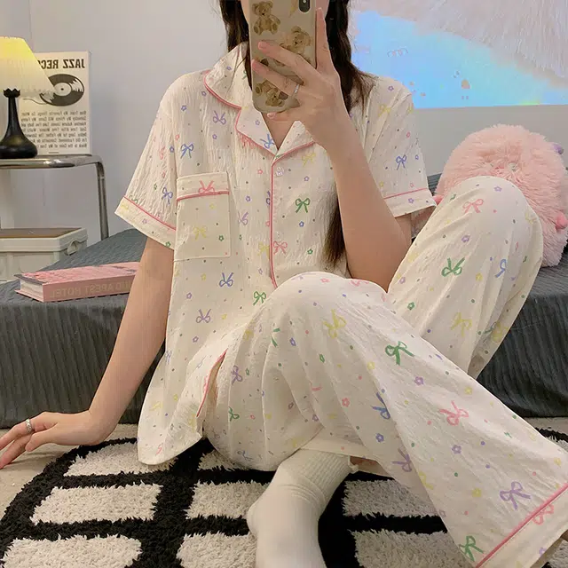 顶瓜瓜 休闲舒适简约家居服夏季睡衣套装 女款