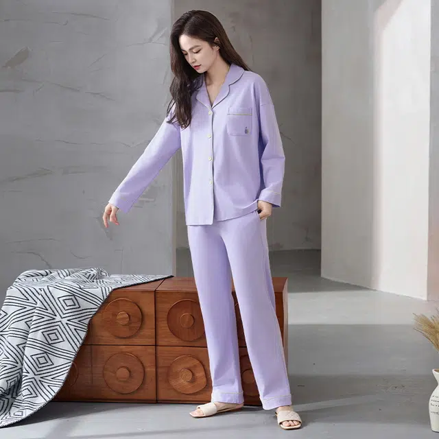 顶瓜瓜 纯棉面料简约舒适无束缚可外穿家居服睡衣套装 男女同款