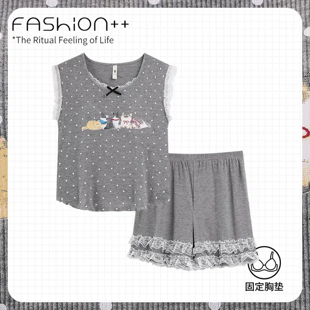 顶瓜瓜 夏季女舒适休闲亲肤面料背心家居服睡衣套装 女款