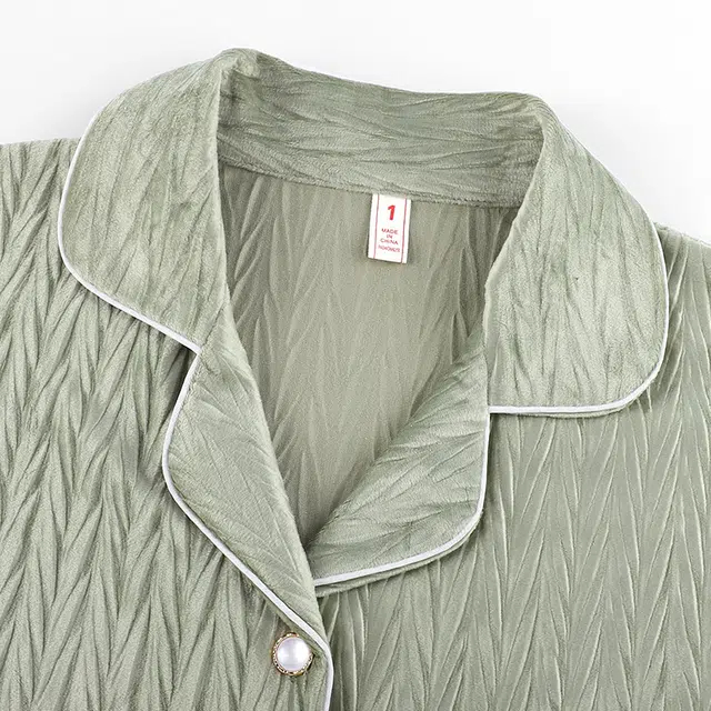 顶瓜瓜 纯色翻领时尚简约风德绒加厚保暖休闲舒适家居服冬季睡衣套装 女款