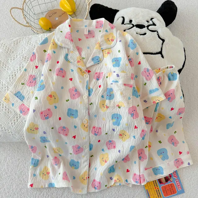 顶瓜瓜 夏季女透气舒适简约柔软可爱家居服睡衣套装 女款