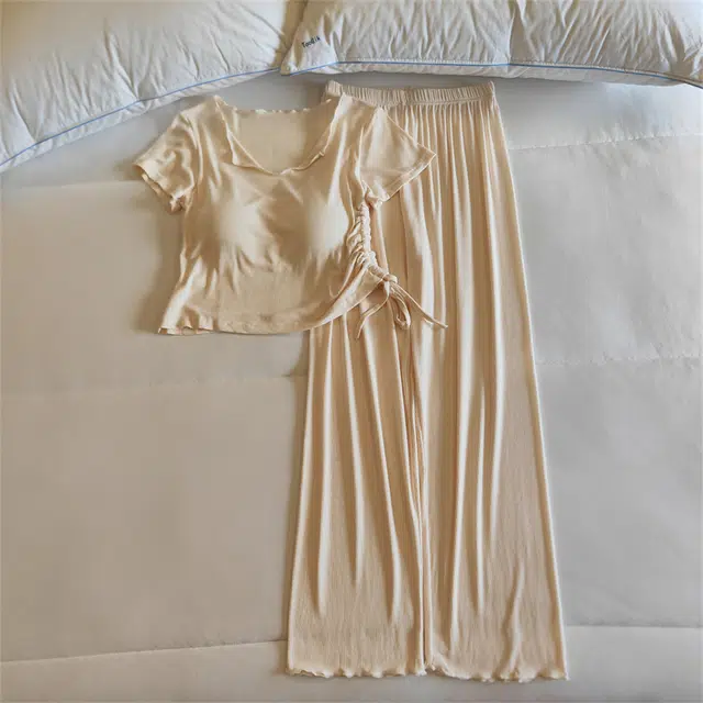 顶瓜瓜 带胸垫夏季女透气舒适休闲时尚宽松设家居服睡衣套装 女款