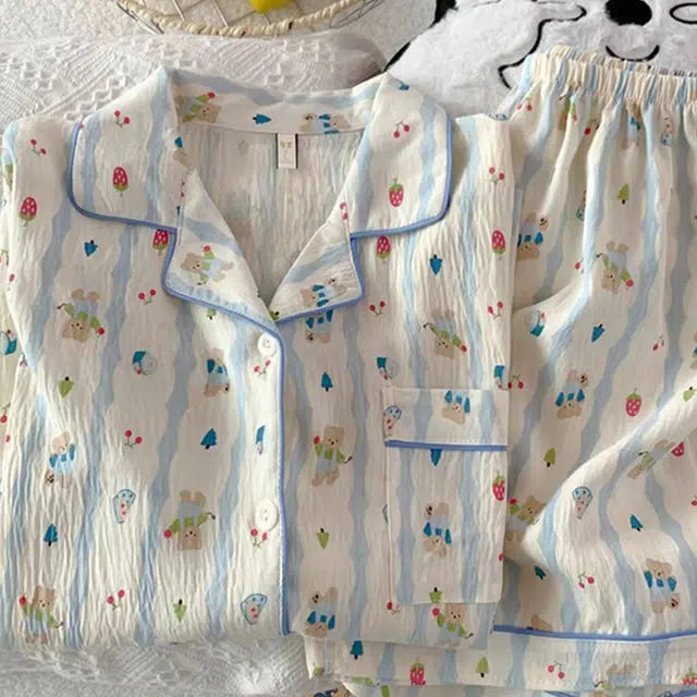 顶瓜瓜 夏季女透气简约休闲轻便柔软面料家居服睡衣套装 女款