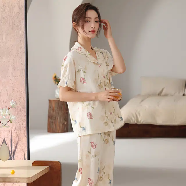 顶瓜瓜 国风灯笼短袖长裤小清新休闲舒适家居服睡衣套装 女款
