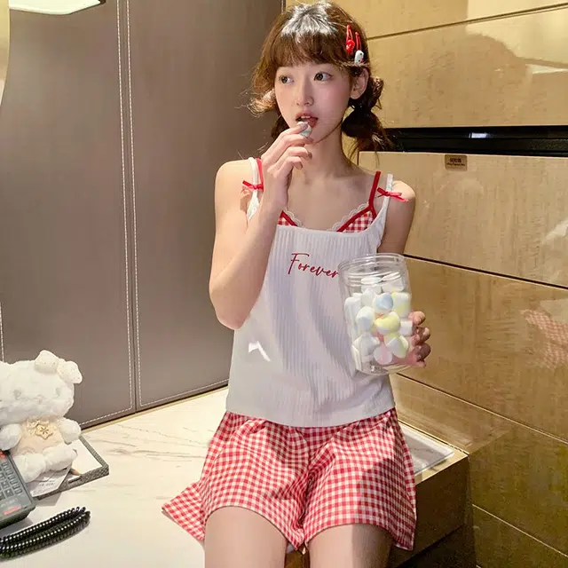 顶瓜瓜 家居休闲轻盈简约设计可外穿吊带服睡衣礼盒 女款