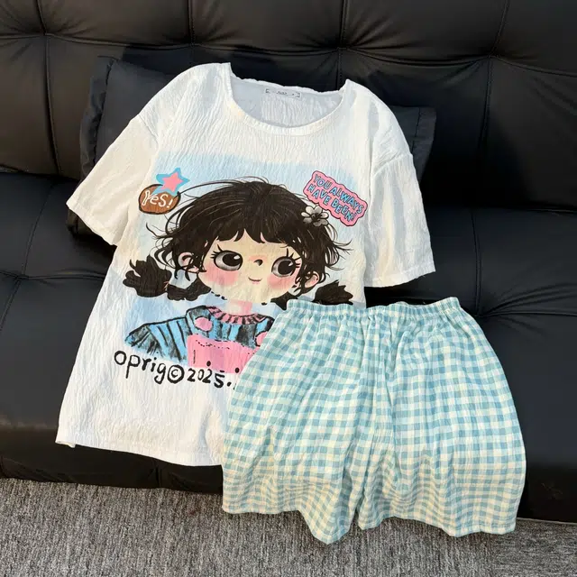 顶瓜瓜 棉质短袖短裤圆领套头可爱卡通女孩休闲家居服夏季睡衣礼盒 女款