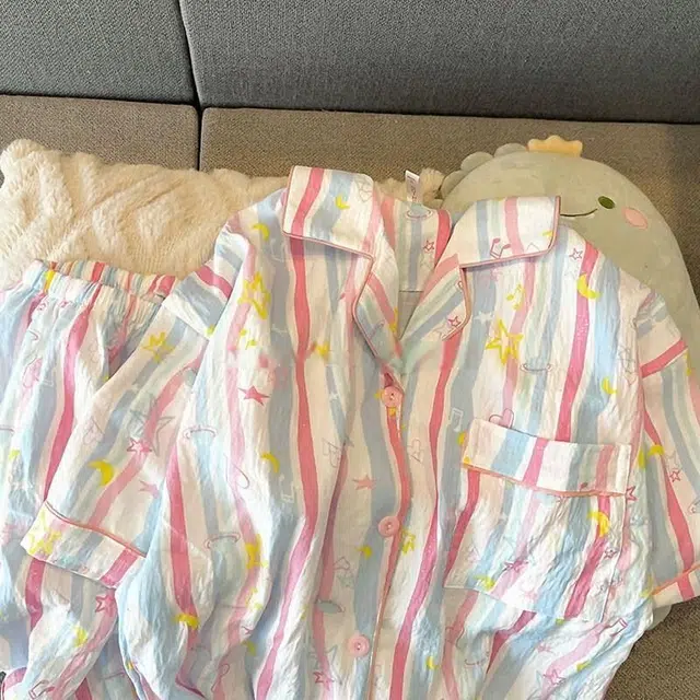 顶瓜瓜 家居简约休闲设计星星条纹印花服睡衣套装 女款