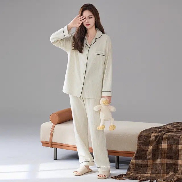 顶瓜瓜 纯棉棉料简约舒适无束缚可外穿家居服睡衣套装 男女同款