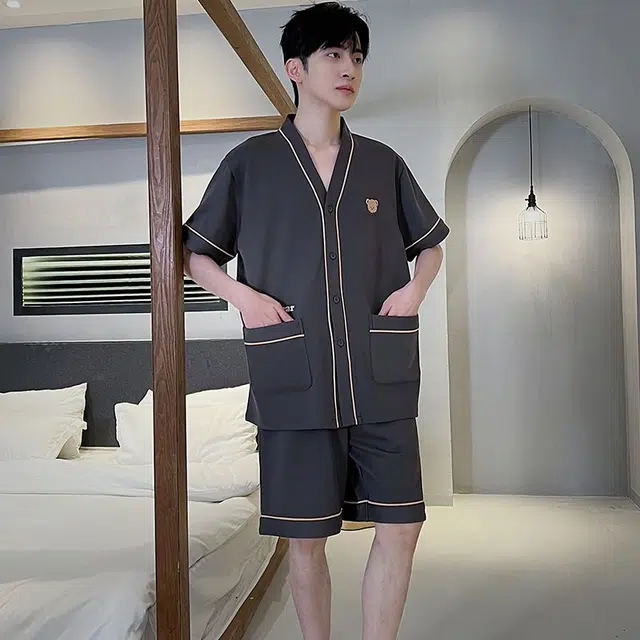 顶瓜瓜 夏季女透气简约舒适休闲短袖款式家居服睡衣套装 女款