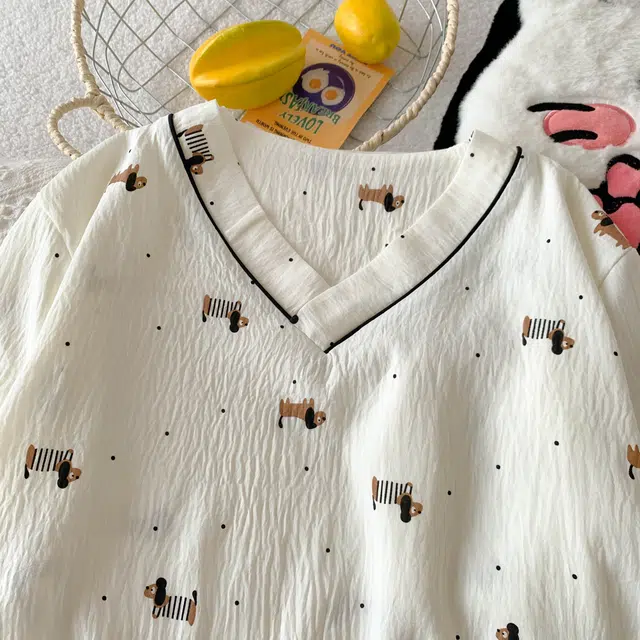 顶瓜瓜 夏季女透气舒适简约休闲亲肤清新家居服睡衣套装 女款