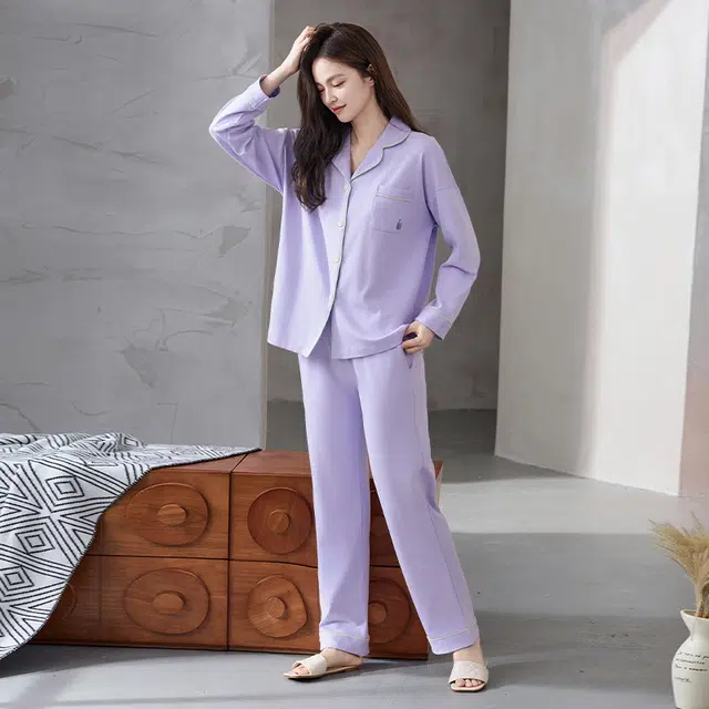 顶瓜瓜 纯棉面料简约舒适无束缚可外穿家居服睡衣套装 男女同款