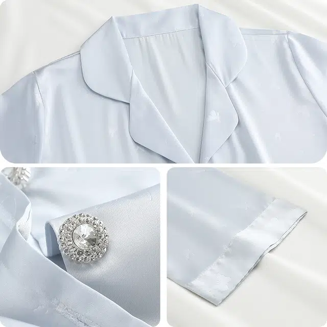 顶瓜瓜 蝴蝶甜美风翻领长袖长裤家居服睡衣套装 女款