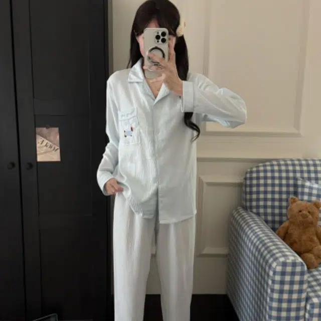 顶瓜瓜 夏季女透气舒适休闲简约宽松款式家居服睡衣套装 女款