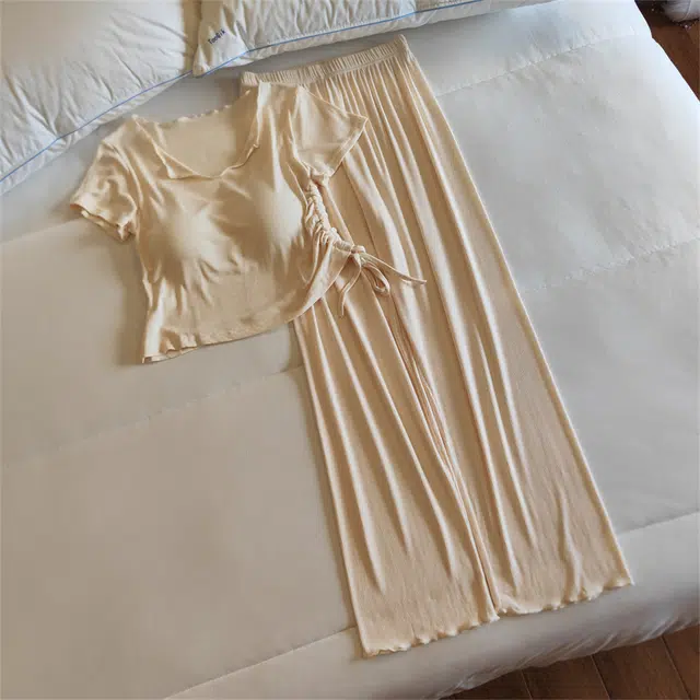 顶瓜瓜 带胸垫夏季女透气舒适休闲时尚宽松设家居服睡衣套装 女款