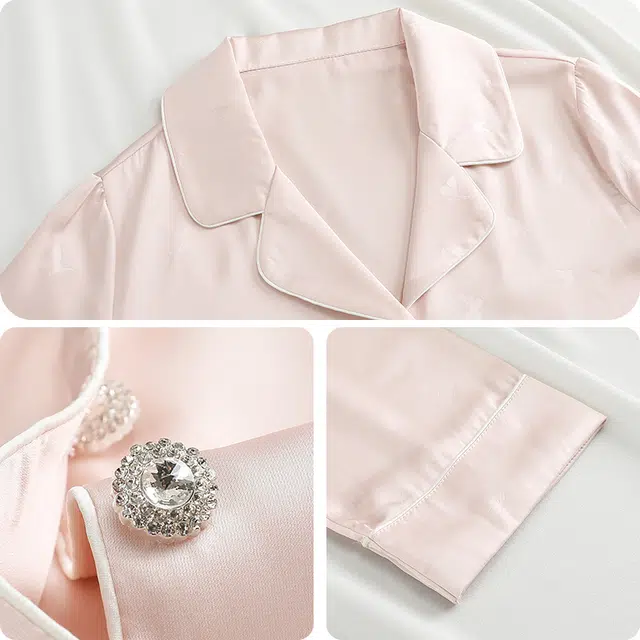 顶瓜瓜 翻领长袖长裤蝴蝶甜美风休闲舒适家居服睡衣套装 女款