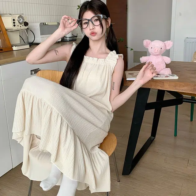 顶瓜瓜 夏季女透气简约休闲亲肤清新时尚优雅家居服睡裙 女款