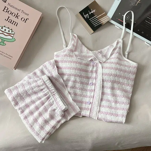 顶瓜瓜 夏季女透气简约亲肤家居服睡衣套装 女款