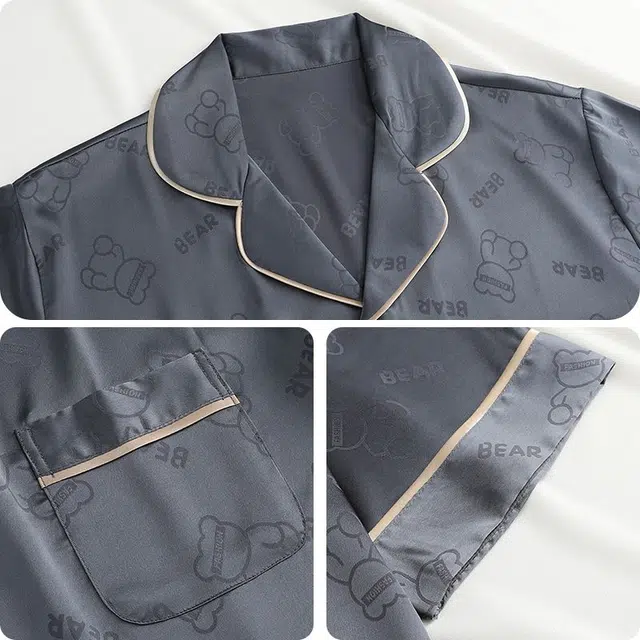 顶瓜瓜 夏季男透气舒适简约休闲家居服睡衣套装 男款