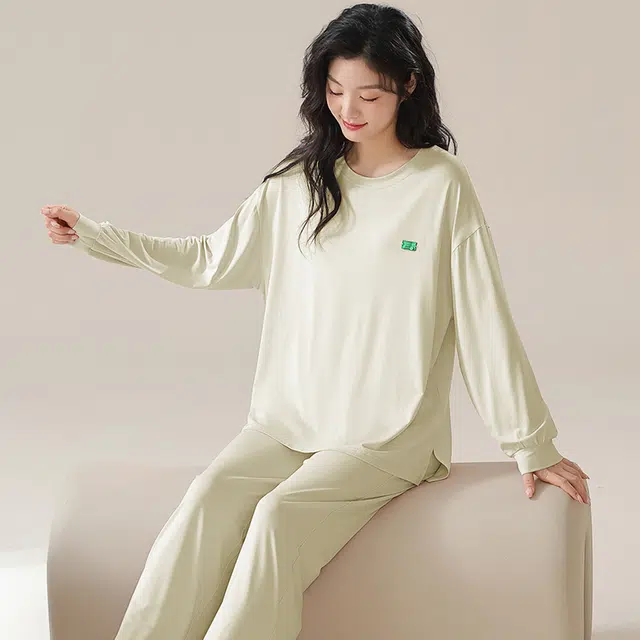 顶瓜瓜 简约舒适宽松版型透气亲肤面料可外穿家居服睡衣套装 女款