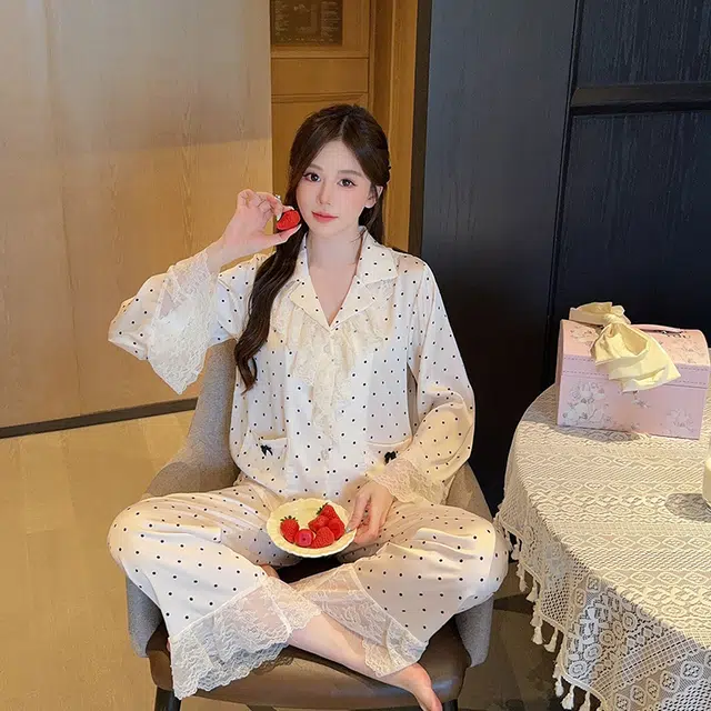 顶瓜瓜 简约舒适冰丝可外穿家居服睡衣套装 女款