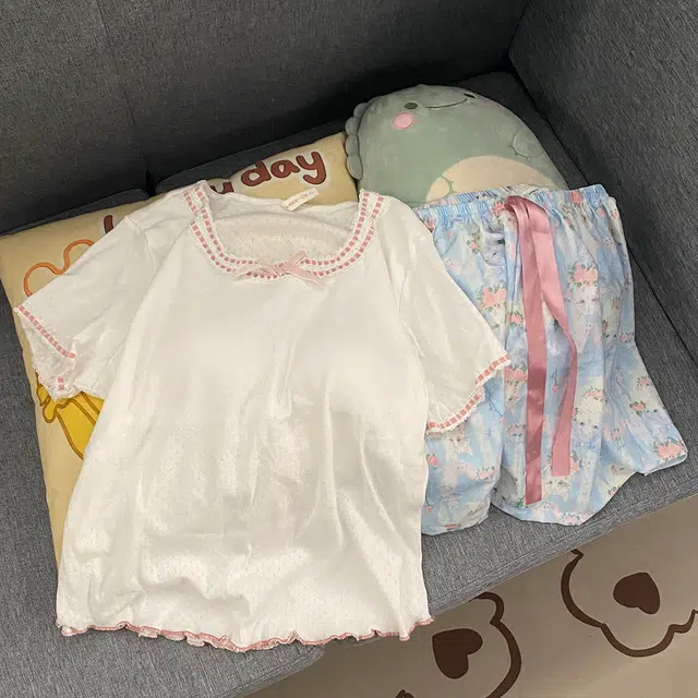 顶瓜瓜 夏季女透气舒适休闲短袖两件套家居服睡衣套装 女款
