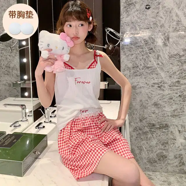 顶瓜瓜 家居休闲轻盈简约设计可外穿吊带服睡衣礼盒 女款