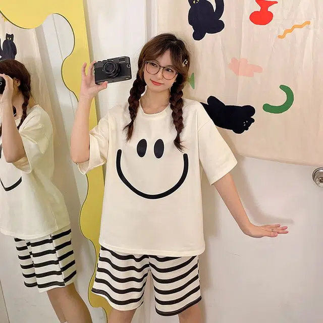 顶瓜瓜 透气休闲轻松舒适设计家居服睡衣套装 女款