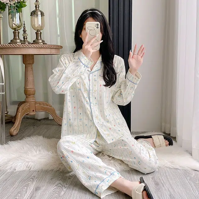 顶瓜瓜 夏季女透气舒适简约设计休闲亲肤家居服睡衣套装 女款