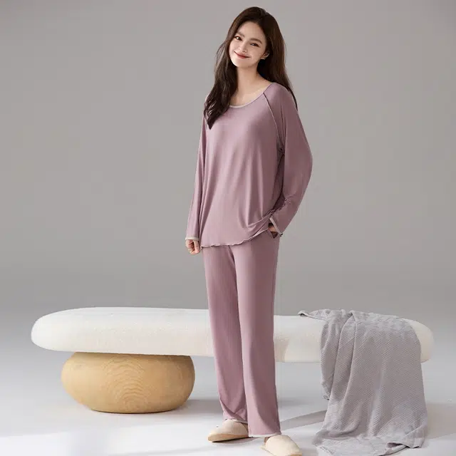 顶瓜瓜 舒适简约亲肤透气女款带胸垫可外穿家居服睡衣套装 男女同款