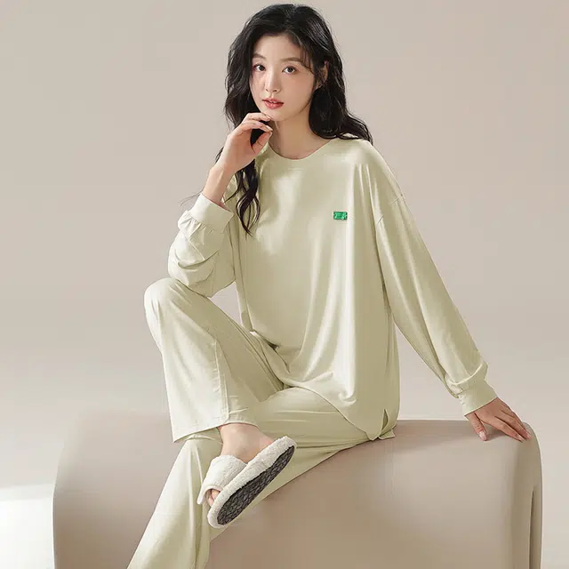 顶瓜瓜 简约舒适宽松版型透气亲肤面料可外穿家居服睡衣套装 女款