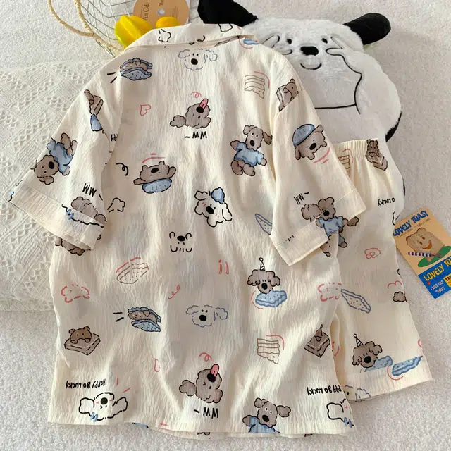 顶瓜瓜 夏季女简约休闲小狗印花家居服睡衣礼盒 女款