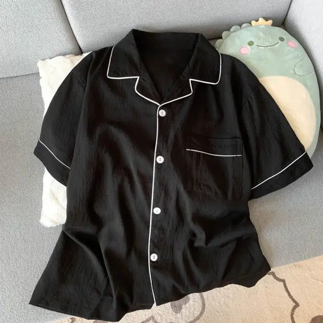 顶瓜瓜 云朵棉双短两件套简约纯色翻领开衫家居服可外穿薄款睡衣套装 男款