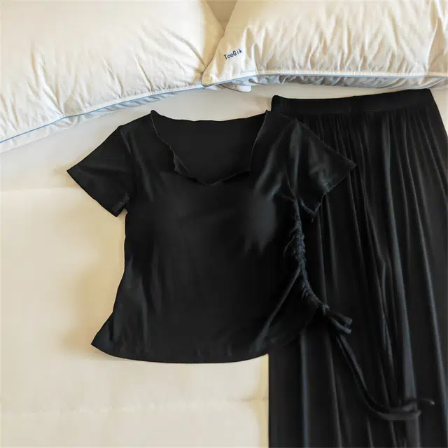 顶瓜瓜 带胸垫夏季女透气舒适休闲时尚宽松设计家居服睡衣套装 女款