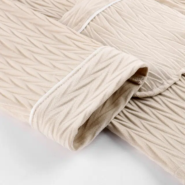 顶瓜瓜 德绒加厚保暖纯色翻领休闲舒适家居服冬季睡衣套装 女款