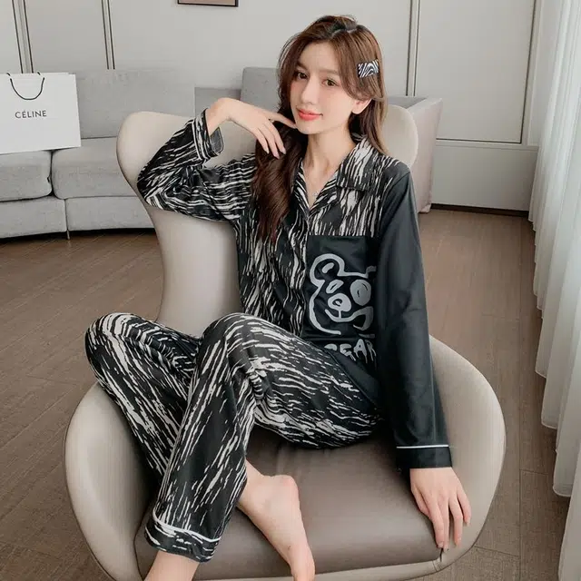 顶瓜瓜 夏季女透气简约休闲舒适时尚清新家居服睡衣套装 女款