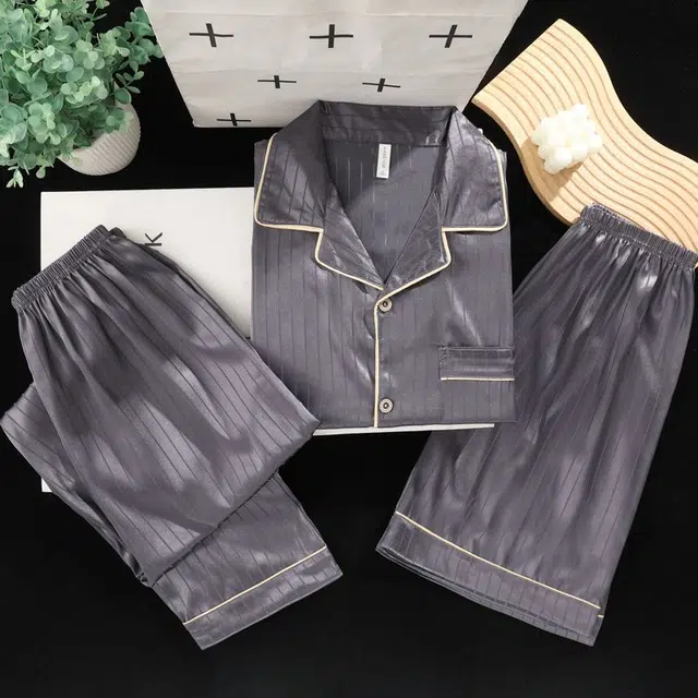 顶瓜瓜 夏季男透气舒适简约休闲高级感家居服睡衣套装 男款