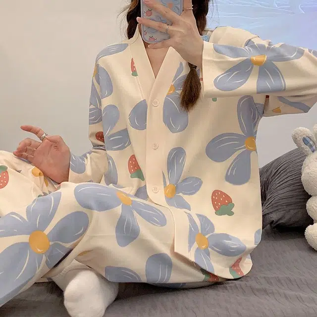 顶瓜瓜 简约透气舒适家居服睡衣套装 女款