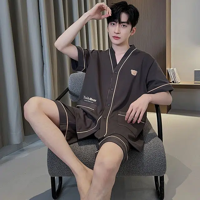 顶瓜瓜 夏季女透气简约舒适休闲短袖款式家居服睡衣套装 女款