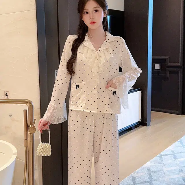 顶瓜瓜 简约舒适冰丝可外穿家居服睡衣套装 女款